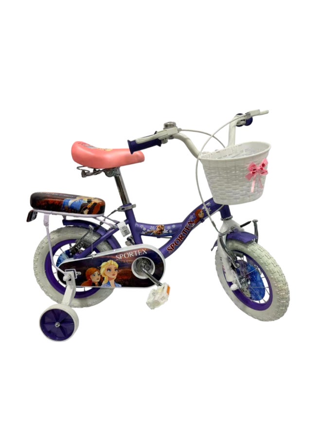 دراجة هوائية للبنات بهيكل فولاذي وتصميم فروزن وفرامل شكل V ألوان متعددة 12 بوصة G16BHH2531-12